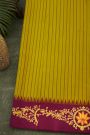 Gadwal Silk Mustard Saree With Tanjore Hand-Painted Florals Border