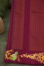 Gadwal Silk Mustard Saree With Tanjore Hand-Painted Florals Border