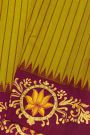 Gadwal Silk Mustard Saree With Tanjore Hand-Painted Florals Border
