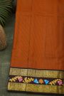 Gadwal Silk Rust Saree With Tanjore Hand-Painted Florals Border