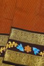 Gadwal Silk Rust Saree With Tanjore Hand-Painted Florals Border
