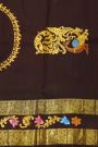 Gadwal Silk Rust Saree With Tanjore Hand-Painted Florals Border