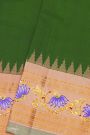 Gadwal Silk Bottle Green Saree With Tanjore Hand-Painted Florals Border