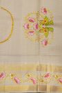 Gadwal Silk Parrot Green Saree With Tanjore Hand-Painted Florals Border