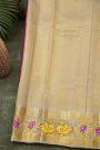 Gadwal Silk Purple Saree With Tanjore Hand-Painted Florals And Swans Border