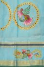 Gadwal Silk Orange Saree With Tanjore Hand-Painted Veena Peacock & Floral Zari Border