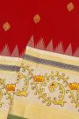 Gadwal Silk Red Saree With Tanjore Hand-Painted Florals Border