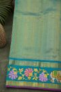 Gadwal Silk Red Saree With Tanjore Hand-Painted Florals Border