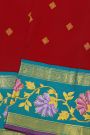 Gadwal Silk Red Saree With Tanjore Hand-Painted Florals Border