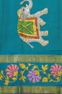 Gadwal Silk Red Saree With Tanjore Hand-Painted Florals Border