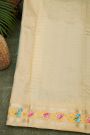 Gadwal Silk Sky Blue Saree With Tanjore Hand-Painted Florals And Peacocks Border