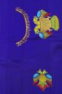 Gadwal Silk Mehendi Green Saree With Tanjore Hand-Painted Florals And Gandaberunda Border