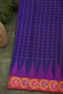 Gadwal Silk Navy Blue Saree With Tanjore Hand-Painted Florals Border