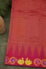 Gadwal Silk Navy Blue Saree With Tanjore Hand-Painted Florals Border