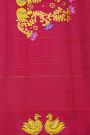 Gadwal Silk Navy Blue Saree With Tanjore Hand-Painted Florals Border