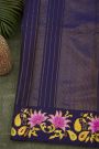 Gadwal Silk Pink Saree With Tanjore Hand-Painted Florals And Elephants Border
