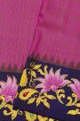 Gadwal Silk Pink Saree With Tanjore Hand-Painted Florals And Elephants Border