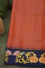 Gadwal Silk Red Saree With Tanjore Hand-Painted Florals And Swans Border