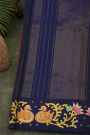Gadwal Silk Red Saree With Tanjore Hand-Painted Florals And Swans Border