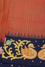 Gadwal Silk Red Saree With Tanjore Hand-Painted Florals And Swans Border