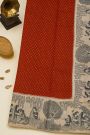 Fancy Kora Red Saree With Florls And Women Mofits Border