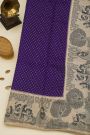 Fancy Kora Navy Blue Saree With Florals And Women Motifs Border