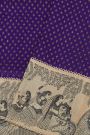 Fancy Kora Navy Blue Saree With Florals And Women Motifs Border