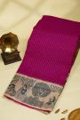 Fancy Kora Magenta Saree With Florals And Women Motifs Border