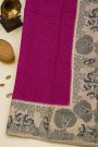 Fancy Kora Magenta Saree With Florals And Women Motifs Border