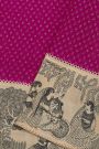 Fancy Kora Magenta Saree With Florals And Women Motifs Border