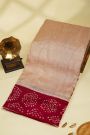 Fancy Kora Baby Pink Saree With Bandhani Dots Border