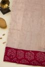Fancy Kora Baby Pink Saree With Bandhani Dots Border