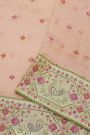 Fancy Kora Baby Pink Saree With Florals And Peacocks In Thread Work Border