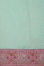 Fancy Kora Sky Blue Saree With Florals And Peacocks In Thread Work Border