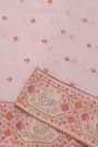 Fancy Kora Baby Pink Saree With Florals And Peacocks In Thread Work Border