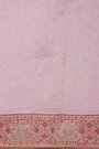 Fancy Kora Baby Pink Saree With Florals And Peacocks In Thread Work Border