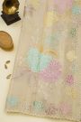 Fancy Kora Cream Saree With Cut Work Border