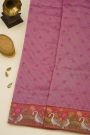 Fancy Kora Pink Saree With Florals And Cranes In Thread Work Border