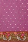 Fancy Kora Pink Saree With Florals And Cranes In Thread Work Border