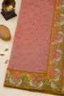 Fancy Kora Red Saree With Florals And Cranes In Thread Work Border