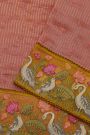 Fancy Kora Red Saree With Florals And Cranes In Thread Work Border