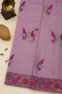 Fancy Kora Lilac Saree With Florals And Butterflies In Thread Work Border