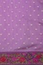 Fancy Kora Lilac Saree With Florals And Butterflies In Thread Work Border