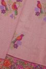 Fancy Kora Baby Pink Saree With Florals And Butterflies In Thread Work Border
