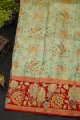 Kancheepuram Silk Sea Green Saree With All Over Meenakari