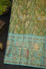 Kancheepuram Silk Bottle Green Saree With All Over Meenakari Body And Border