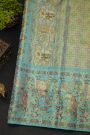 Kancheepuram Silk Bottle Green Saree With All Over Meenakari Body And Border