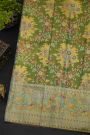 Kancheepuram Silk Leaf Green Saree With All Over Meenakari
