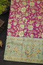 Kancheepuram Silk Rani Pink Saree With All Over Jamdani Weaving