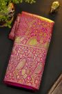 Kancheepuram Silk Rani Pink Saree With All Over Meenakari Bridal Saree